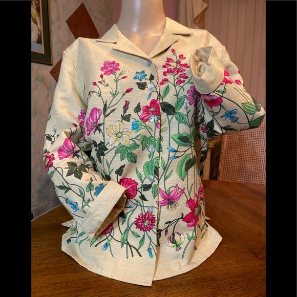 Vintage Floral Pale Gold Jacket - Picture 1 of 10